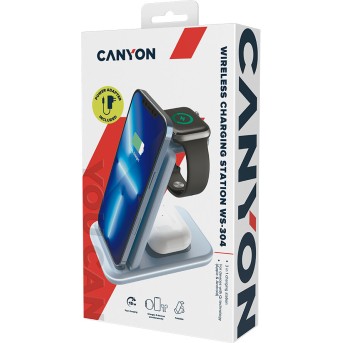 CANYON wireless charger WS-304 15W 3in1 Blue в Metoo.kz - Metoo (9)