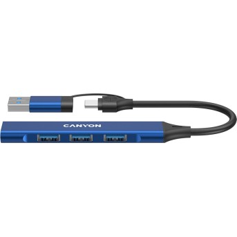 CANYON hub DS-02 4in1 USB-A/C Blue в Metoo.kz - Metoo (1)