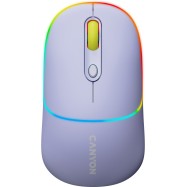 CANYON MW-22, 2 in 1 Wireless optical mouse with 4 buttons,Silent switch for right/left keys,DPI 800/1200/1600, 2 mode(BT/ 2.4GHz), 650mAh Li-poly battery,RGB backlight,Mountain lavender, cable length 0.8m, 110*62*34.2mm, 0.085kg
