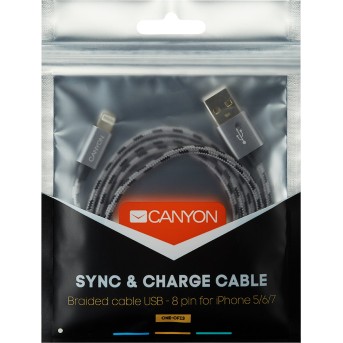 Lightning USB Cable for Apple, braided, metallic shell, 1M, Dark gray - Metoo (2)
