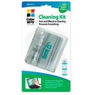 Compact cleaning set - microfiber and spray in convinient box for transporting. For screens, TVs, laptops, CD/DVD disks