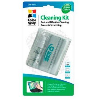 Compact cleaning set - microfiber and spray in convinient box for transporting. For screens, TVs, laptops, CD/<wbr>DVD disks - Metoo (1)