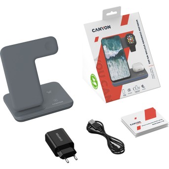 CANYON wireless charger WS-303 15W 3in1 Gray в Metoo.kz - Metoo (8)