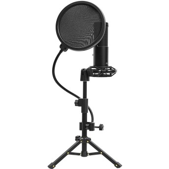 LORGAR Gaming Microphones, Black, USB condenser microphone with tripod stand, pop filter, including 1 microphone, 1 Height metal tripod, 1 plastic shock mount, 1 windscreen cap, 1,2m metel type-C USB cable, 1 pop filter, 154.6x56.1mm - Metoo (2)