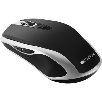 CANYON MW-19 2.4GHz Wireless Rechargeable Mouse with Pixart sensor, 6keys, Silent switch for right/<wbr>left keys,DPI: 800/<wbr>1200/<wbr>1600, Max. usage 50 hours for one time full charged, 300mAh Li-poly battery, Black -Silver, cable length 0.6m, 121*70*39mm, 0.103kg - Metoo (3)