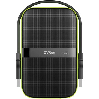 Silicon Power Armor - A60 5TB Portable HDD USB 3.2 Gen1 Black/Green, Shockproof MIL-STD 810G Method 516.6 Procedure IV, Water-resistant IPX4, LED light в Metoo.kz - Metoo (1)