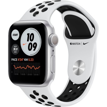 Apple Watch Nike Series 6 GPS, 40mm Silver Aluminium Case with Pure Platinum/<wbr>Black Nike Sport Band - Regular, Model A2291 - Metoo (1)