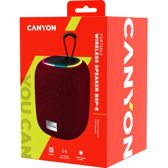 CANYON BSP-8, Bluetooth Speaker, BT V5.2, BLUETRUM AB5362B, TF card support, Type-C USB port, 1800mAh polymer battery, Max Power 10W, Red, cable length 0.50m, 110*110*135mm, 0.57kg - Metoo (4)
