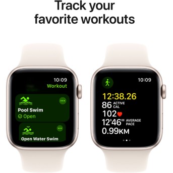 Apple Watch SE 2024 GPS 40mm Starlight Aluminium Case with Starlight Sport Band - S/<wbr>M,Model A2722 - Metoo (10)