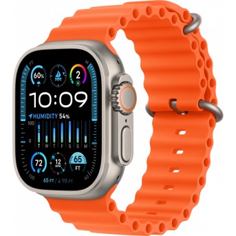 Apple Watch Ultra 2 GPS + Cellular, 49mm Titanium Case with Orange Ocean Band,Model A2986 - Metoo (8)