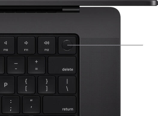 Top view of MacBook Pro keyboard with Touch ID