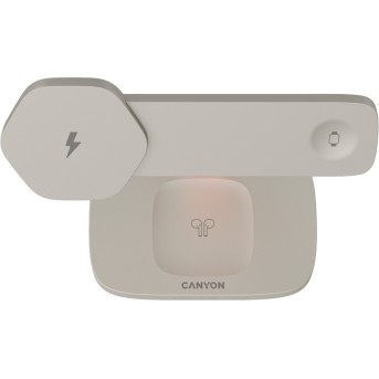 CANYON Wireless Charging Station Hexagon 310 3in1 LightGrey/<wbr>Orange - Metoo (3)