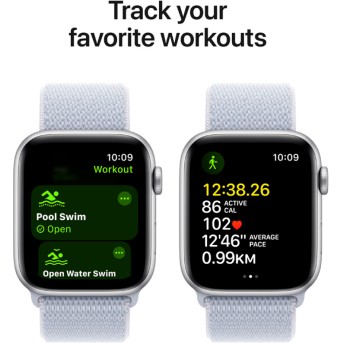 Apple Watch SE 2024 GPS 44mm Silver Aluminium Case with Blue Cloud Sport Loop,Model A2723 - Metoo (10)