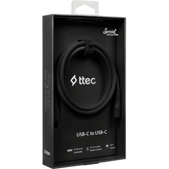 ttec USB-C - USB-C 60W PD/<wbr>QC Fast Charging/<wbr>Data Cable, 120cm, Black - Metoo (3)
