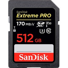 SANDISK Extreme 512GB SDXC Memory Card + 1 year RescuePRO Deluxe up to 180MB/<wbr>s & 130MB/<wbr>s Read/<wbr>Write speeds, UHS-I, Class 10, U3, V30