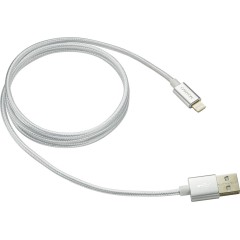 CANYON CFI-3 Lightning USB Cable for Apple, braided, metallic shell, cable length 1m, Pearl White, 14.9*6.8*1000mm, 0.02kg