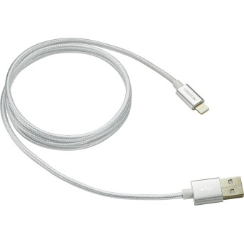 CANYON CFI-3 Lightning USB Cable for Apple, braided, metallic shell, cable length 1m, Pearl White, 14.9*6.8*1000mm, 0.02kg - Metoo (1)