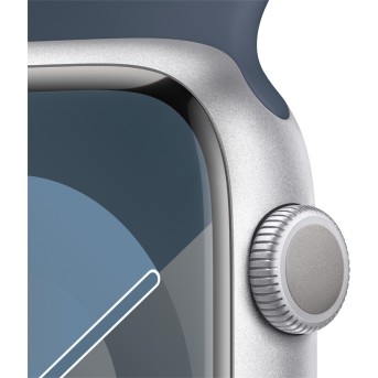 Apple Watch Series 9 GPS 45mm Silver Aluminium Case with Storm Blue Sport Band - S/<wbr>M,Model A2980 - Metoo (3)