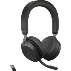 JABRA EVOLVE2 75, Link380a MS Stereo Black, EVOLVE2 75 headset Black MS, Link 380 BT adapter USB-A MS,1.2m USB-C to USB-A cable, carry pouch, warranty and warning (safety leaflets)