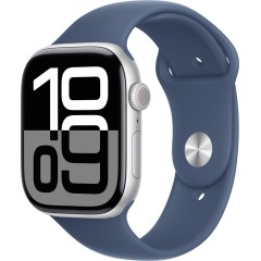 Apple Watch Series 10 GPS 42mm Silver Aluminium Case with Denim Sport Band - S/<wbr>M,Model A2997