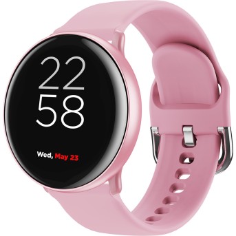 Smart watch, 1.22inches IPS full touch screen, aluminium+plastic body,IP68 waterproof, multi-sport mode with swimming mode, compatibility with iOS and android,Pink with extra pink leather belt, Host: 41.5x11.6mm, Strap: 240x20mm, 20.8g - Metoo (1)