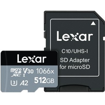 LEXAR Professional 1066x 512GB microSDHC/<wbr>microSDXC UHS-I Card SILVER Series with adapter - Metoo (1)