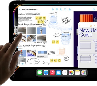 Multitasking view of iPadOS on iPad Pro shows multiple apps running simultaneously.