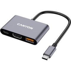 CANYON hub DS-4 3in1 USB-C Grey..