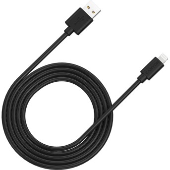 CANYON MFI-12, Lightning USB Cable for Apple (C48), round, PVC, 2M, OD:4.0mm, Power+signal wire: 21AWG*2C+28AWG*2C, Data transfer speed:26MB/<wbr>s, Black. With shield , with CANYON logo and CANYON package. Certification: ROHS, MFI. - Metoo (1)