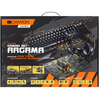 CANYON 4in1 Gaming set, Keyboard with backlight(104 keys), Mouse with weight adjustment(DPI 800/<wbr>1000/<wbr>1200/<wbr>1600/<wbr>2400/<wbr>3200/<wbr>4800/<wbr>6400), Mouse Mat with size 350*250*3mm, Headset with Microphone and volume control, Black, 1.68kg, RU layout - Metoo (7)