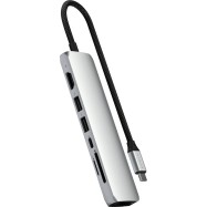 SATECHI 7-in-1 USB-C Slim Multiport Adapter with Ethernet (Silver)