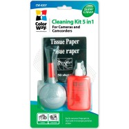 Cleaning set 5 in 1 - blower brush, cleaning liquid, microfiber, tissue. For cleaning photo and video cameras lenses and bodies
