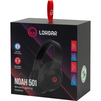 LORGAR Noah 501, gaming bluetooth headset with microphone, BT 5.3 JL7006, battery 1000mAh, type-C charging cable 0.8m, audio cable 1.5m, size:195*185*80mm, 0.28kg. Black - Metoo (4)