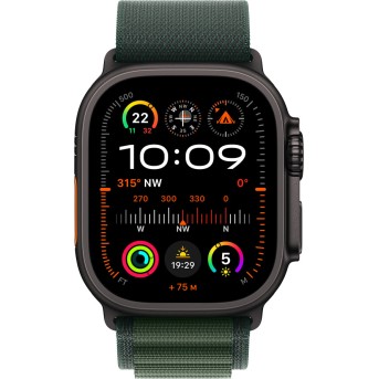 Apple Watch Ultra 2 2024 GPS + Cellular 49mm Black Titanium Case with Dark Green Alpine Loop - Small,Model A2986 - Metoo (2)