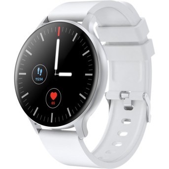 CANYON Badian SW-68, Smartwatch, Realtek 8762CK, 1.28''TFT 240x240px; RAM : 160KB, Lithium-ion polymer battery, 3.7V 190mAh Include, Silver Zinc alloy middle frame + plastic bottom case+ white Silicone strap + silver strap buckle, 44.9x 10.9mm, stra - Metoo (2)