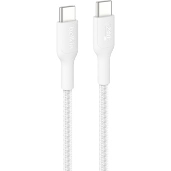 BELKIN C - C CBL 240W 2.0, BRAIDED PCR, 2M, WHITE в Metoo.kz - Metoo (1)