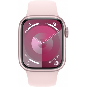 Apple Watch Series 9 GPS 41mm Pink Aluminium Case with Light Pink Sport Band - S/<wbr>M,Model A2978 - Metoo (10)