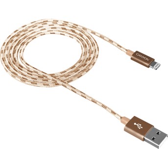 Lightning USB Cable for Apple, braided, metallic shell, 1M, Gold - Metoo (1)