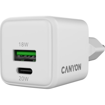 CANYON charger CU20AC GaN 20W 1xPD 1xQC EU White - Metoo (3)