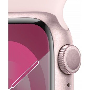 Apple Watch Series 9 GPS 41mm Pink Aluminium Case with Light Pink Sport Band - S/<wbr>M,Model A2978 - Metoo (11)