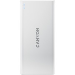 CANYON PB-106 Power bank 10000mAh Li-poly battery, Input 5V/<wbr>2A, Output 5V/<wbr>2.1A(Max), USB cable length 0.3m, 140*68*16mm, 0.24Kg, White