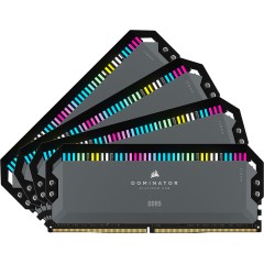 Corsair DDR5, 5600MT/<wbr>s 64GB 4x16GB DIMM, Unbuffered, 36-36-36-76, Std PMIC, XMP 3.0, DOMINATOR PLATINUM RGB DDR5 Cool Gray Heatspreader, Black PCB, 1.25V, for AMD 600 Series, EAN:0840006600886