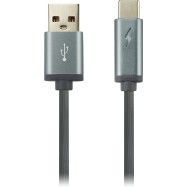 CANYON Type C USB 2.0 standard cable with LED indicator, Power & Data output, 5V/9V 2A, OD 3.8mm, PVC Jacket, 1m, drak grey, 0.03kg