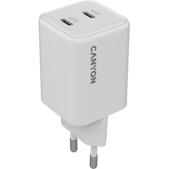 CANYON charger CU45AC GaN 45W 2xPD EU White в Metoo.kz - Metoo (1)