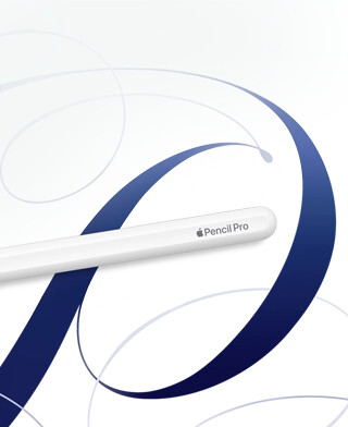 Apple Pencil Pro lying flat on some creative hand-drawn designs