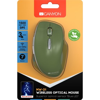 Canyon 2.4 GHz Wireless mouse ,with 7 buttons, DPI 800/<wbr>1200/<wbr>1600, Battery:AAA*2pcs ,special military72*117*41mm 0.075kg - Metoo (4)