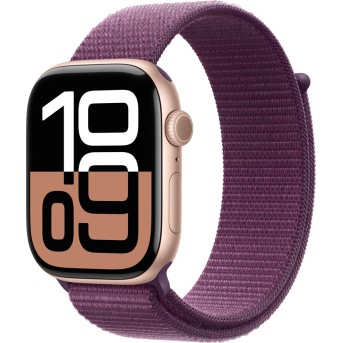 Apple Watch Series 10 GPS 46mm Rose Gold Aluminium Case with Plum Sport Loop,Model A2999 - Metoo (1)