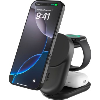 BELKIN 25w Qi2 3-IN-1 Foldable Charger, Black в Metoo.kz - Metoo (1)