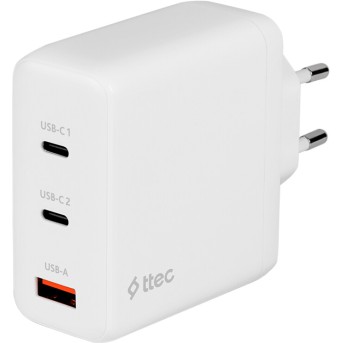 ttec SmartCharger Trio GAN 120W PD Travel Charger 2 USB-C+USB-A, white - Metoo (1)