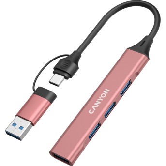 CANYON hub DS-02 4in1 USB-A/C Pink в Metoo.kz - Metoo (2)